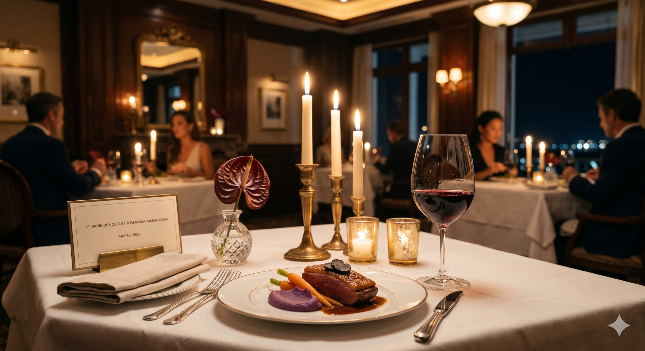 Close-up of a fresh seafood dish paired beautifully with a chilled glass of crisp white wine on a wooden table. Bright, natural lighting, appetizing and fresh, high-end culinary photography.