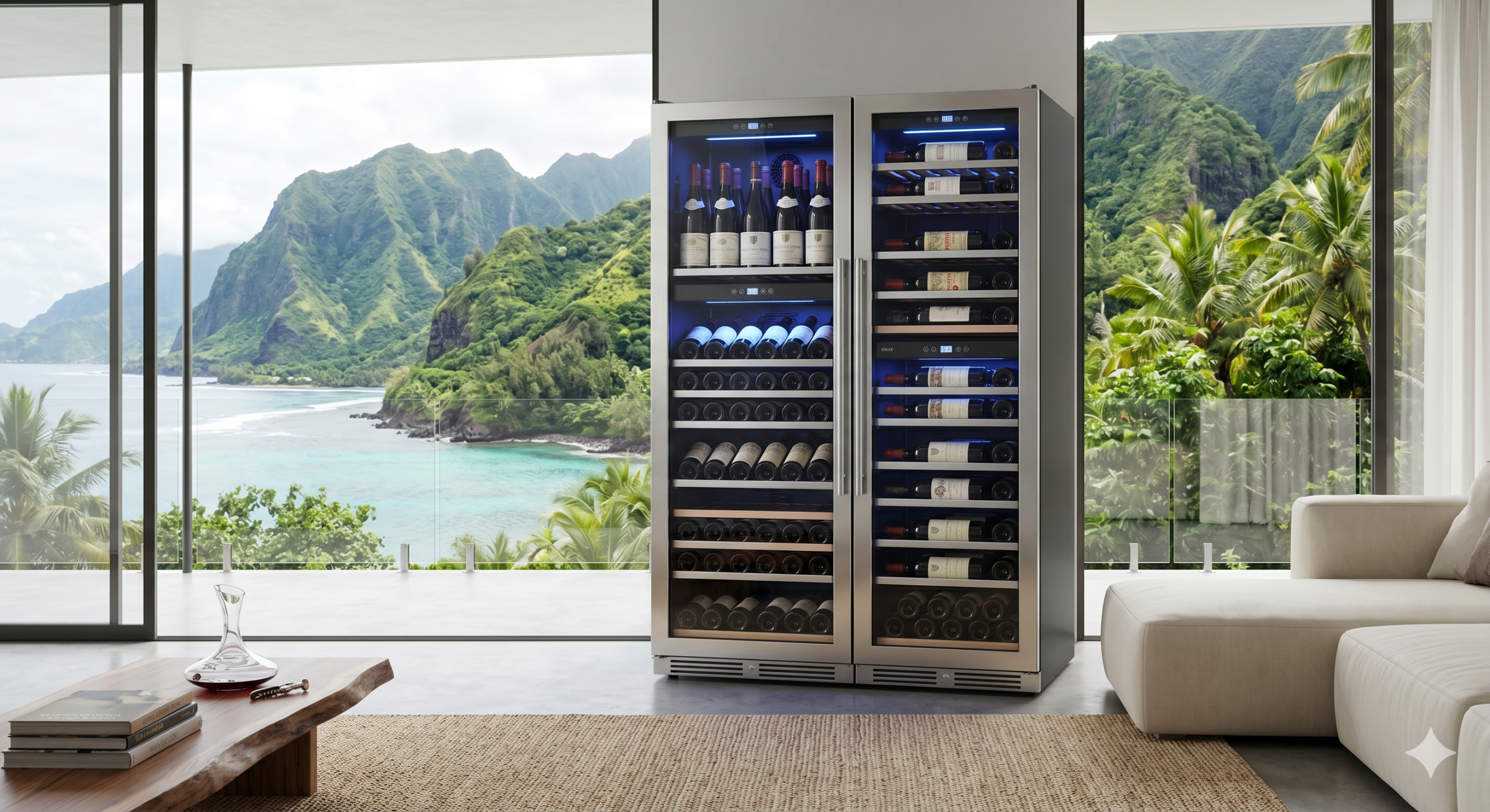 Cave à vin électrique climatisée pour la conservation sous les tropiques à La Réunion